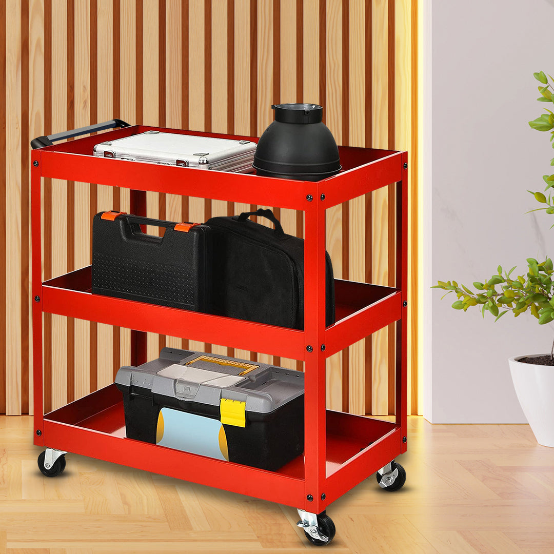 SOGA 2X 3 Tier Tool Storage Cart Portable Service Utility Heavy Duty Mobile Trolley Red - Cafe Supply