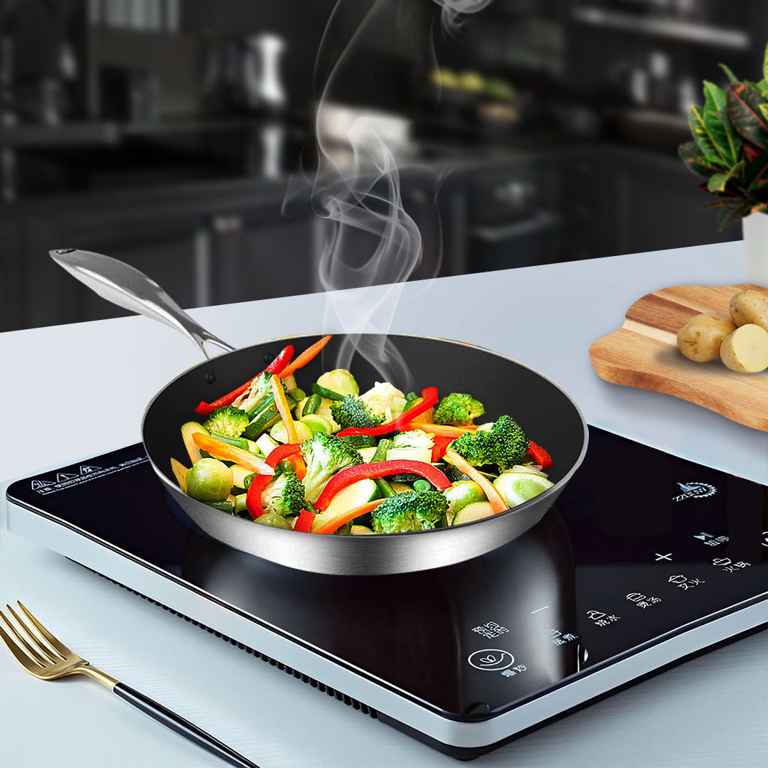 SOGA Stainless Steel Fry Pan 28cm 32cm Frying Pan Induction Non Stick Interior - Cafe Supply