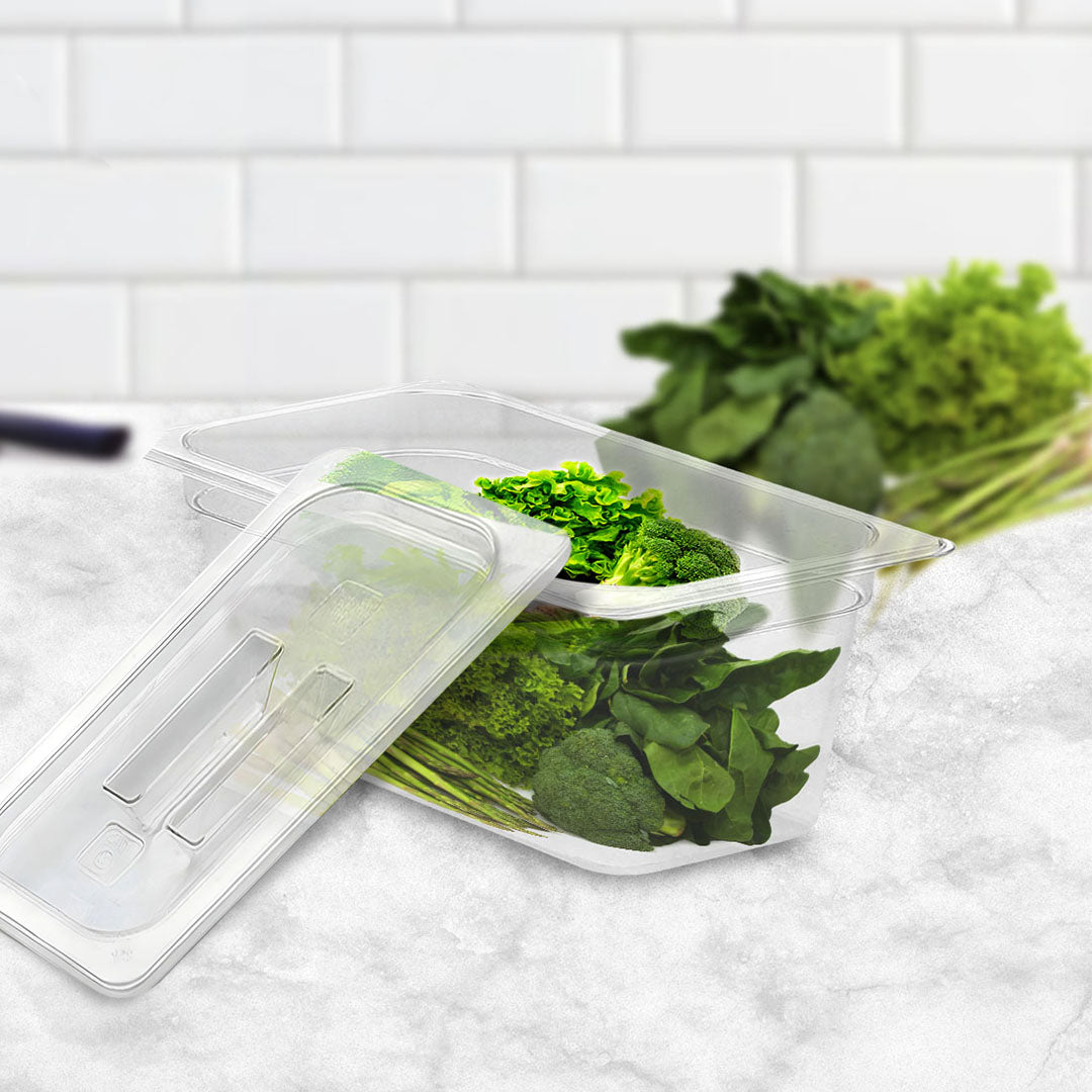 SOGA 100mm Clear Gastronorm GN Pan 1/3 Food Tray Storage Bundle of 6 with Lid - Cafe Supply