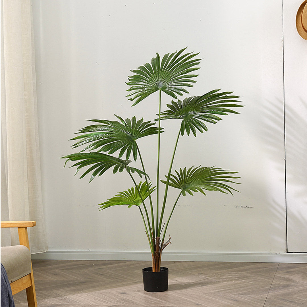 SOGA 2X 120cm Artificial Natural Green Fan Palm Tree Fake Tropical Indoor Plant Home Office Decor - Cafe Supply