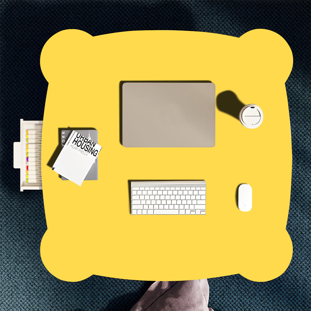 SOGA Yellow Minimalist Cat Ear Portable Floor Table Small Space-Saving Mini Desk Home Decor - Cafe Supply