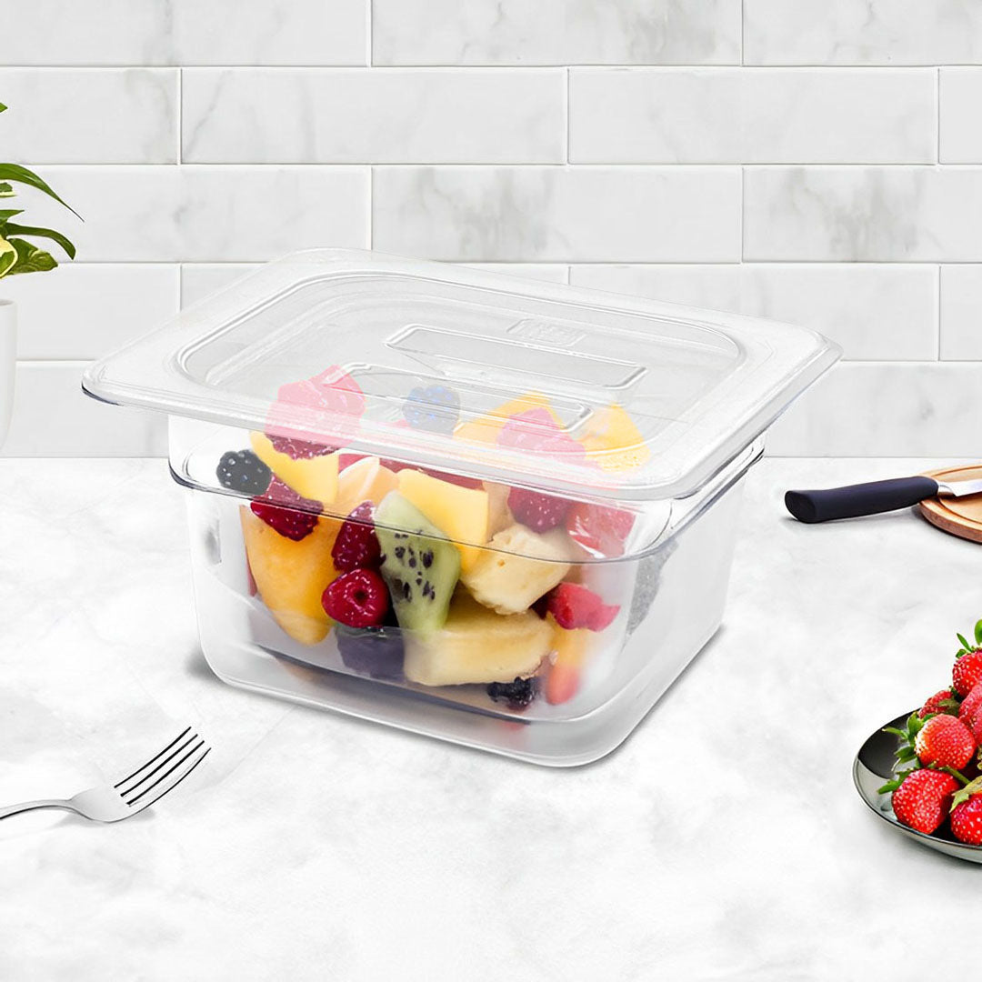 SOGA 100mm Clear Gastronorm GN Pan 1/6 Food Tray Storage with Lid - Cafe Supply