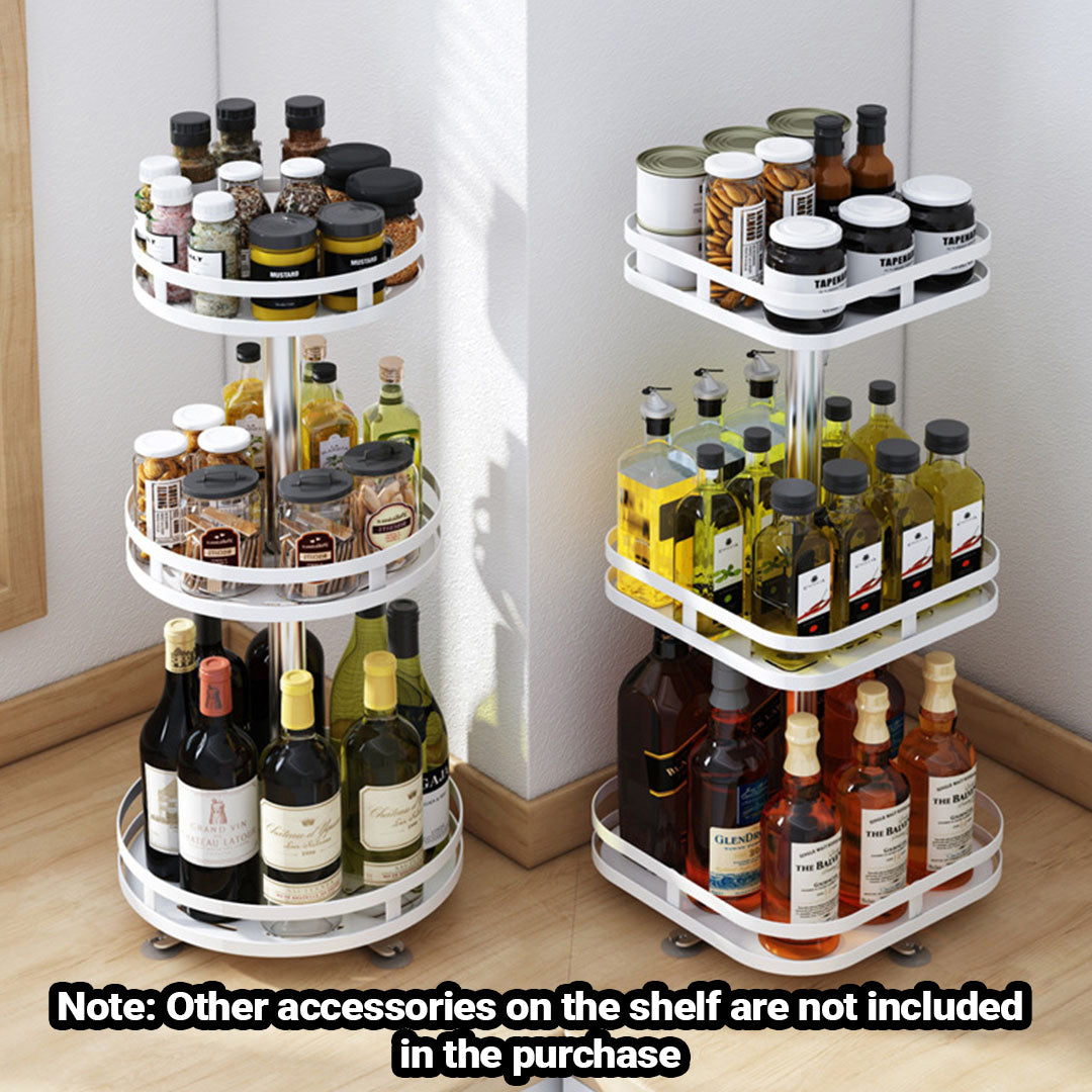 SOGA 3 Tier Steel White Round Rotating Multi-Function Kitchen Portable Storage Spice Seasoning Kitchen Countertop Organiser Shelf - Cafe Supply