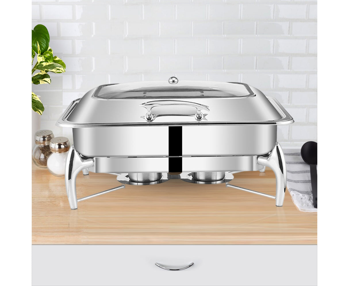 SOGA Stainless Steel Rectangular Chafing Dish Tray Buffet Cater Food Warmer Chafer with Top Lid - Cafe Supply