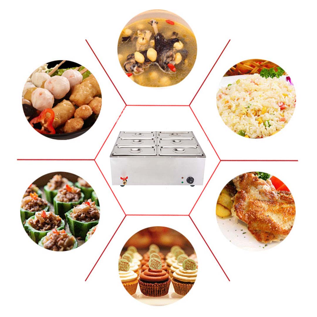 SOGA Stainless Steel 3 X 1/2 GN Pan Electric Bain-Marie Food Warmer with Lid - Cafe Supply