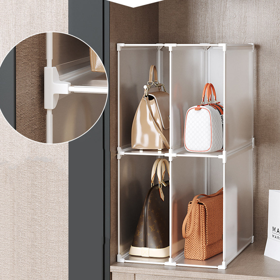 SOGA 2X 12-Cube Portable Bag Box Foldable Cubby DIY Organiser Tote Clutch Purse Space Saving Shelf Cabinet - Cafe Supply