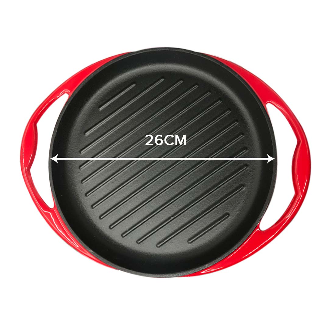 SOGA 2X Enamel Porcelain 26cm Cast Iron Frying Pan Skillet Non-stick Coating Steak Sizzle Platter - Cafe Supply