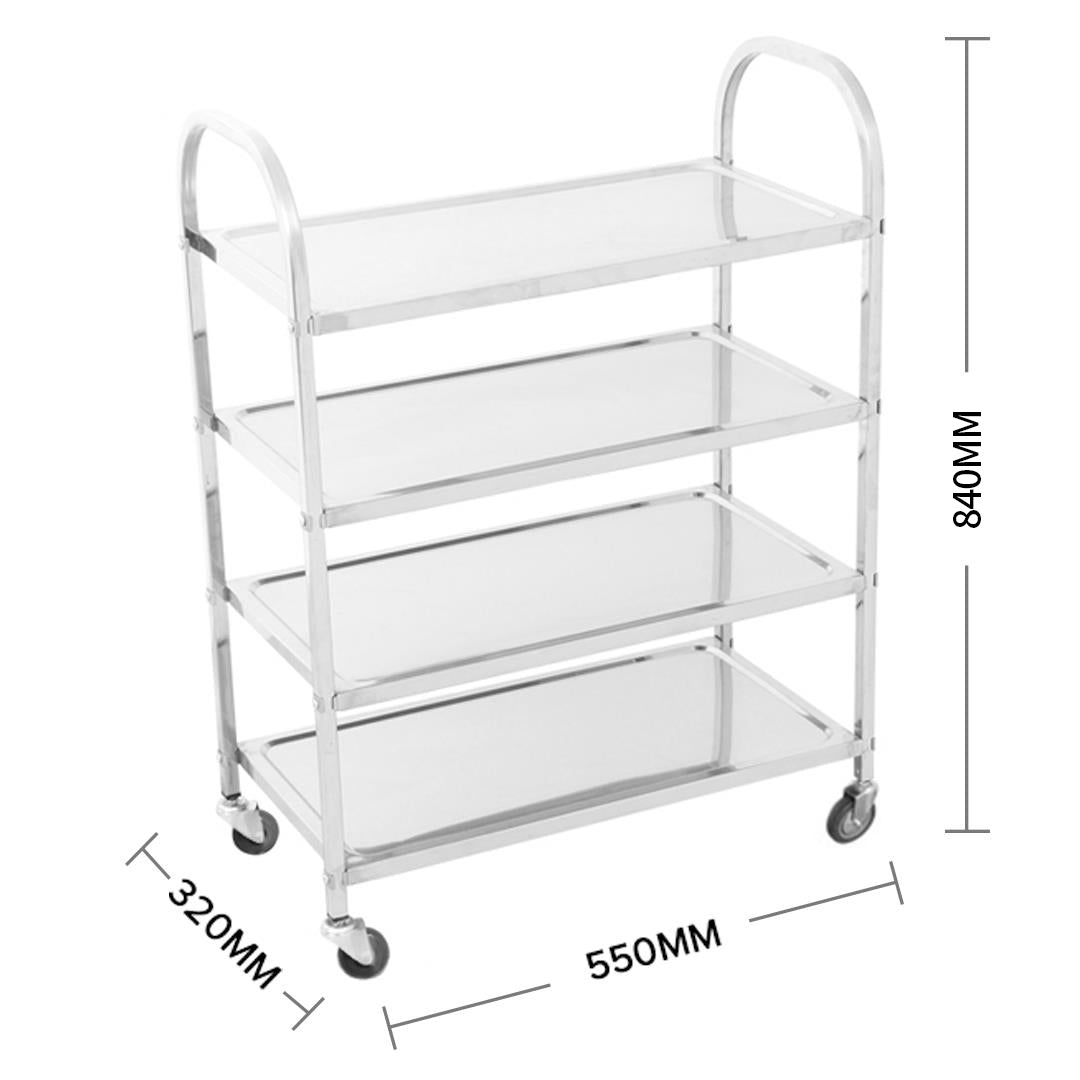 SOGA 4 Tier Stainless Steel Kitchen Dinning Food Cart Trolley Utility Size Square Medium - Cafe Supply
