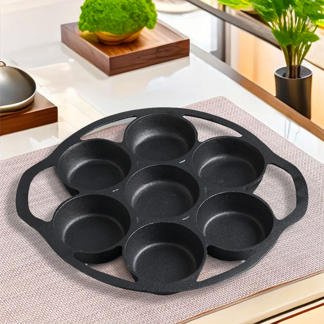SOGA 2X 32cm Cast Iron Takoyaki Fry Pan Octopus Balls Maker 7 Hole Cavities Grill Mold - Cafe Supply