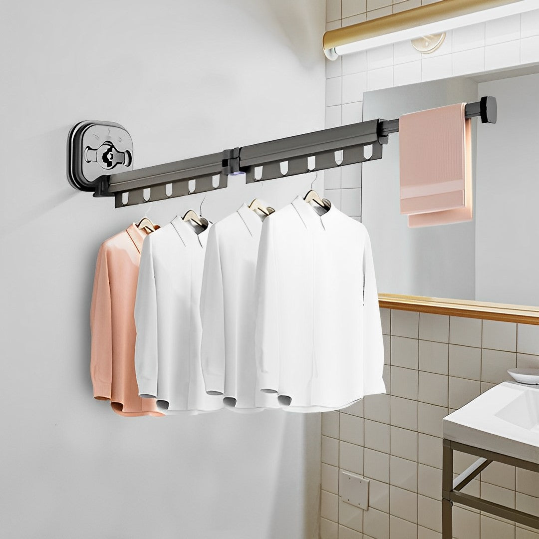 SOGA 2X 93.2cm Wall-Mounted Clothing Dry Rack Retractable Space-Saving Foldable Hanger - Cafe Supply