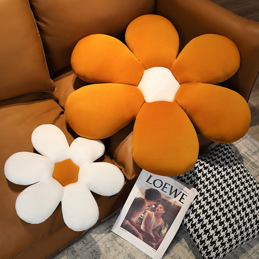 SOGA 2X Coffee Daisy Flower Shape Cushion Soft Leaning Bedside Pad Floor Plush Pillow Home Decor - Cafe Supply