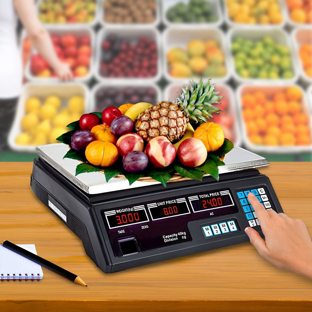 SOGA 2x Digital Commercial Kitchen Scales Shop Electronic Weight Scale Food 40kg/5g - Cafe Supply