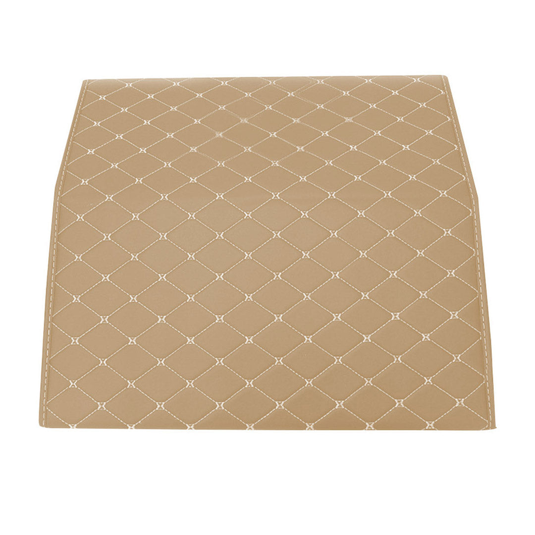 SOGA 4X Leather Car Boot Collapsible Foldable Trunk Cargo Organizer Portable Storage Box Beige/Gold Stitch Large - Cafe Supply