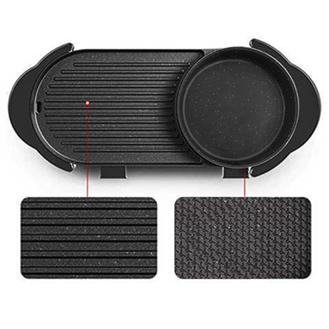 SOGA 2X 2 in 1 Electric Non-Stick BBQ Teppanyaki Grill Plate Steamboat Hotpot 2-8 Person - Cafe Supply