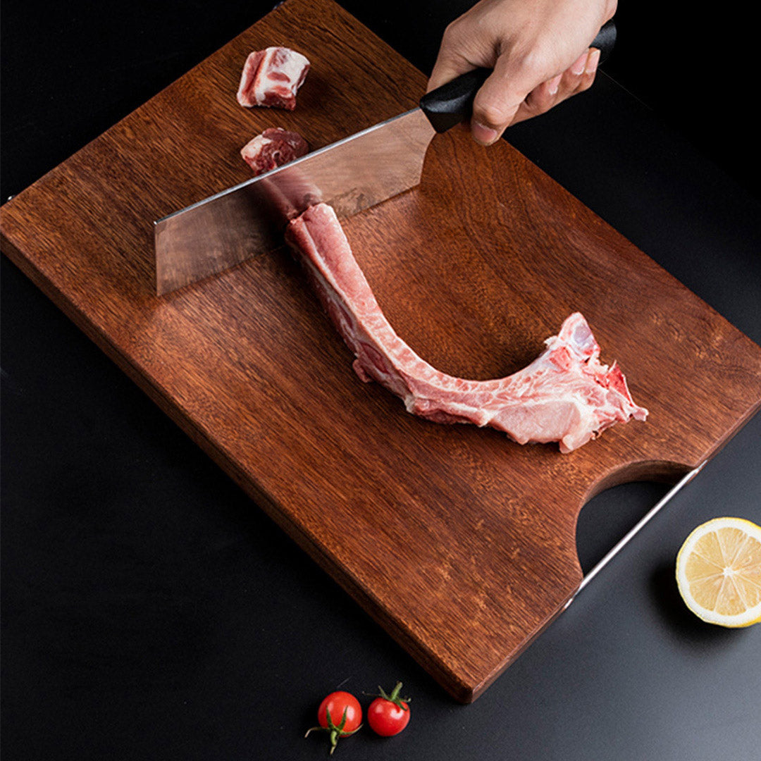 SOGA 48cm Rectangular Wooden Ebony Butcher Block Non-slip Chopping Food Serving Tray Charcuterie Board - Cafe Supply