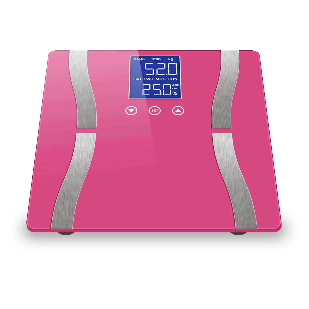 SOGA Glass LCD Digital Body Fat Scale Bathroom Electronic Gym Water Weighing Scales Pink - Cafe Supply