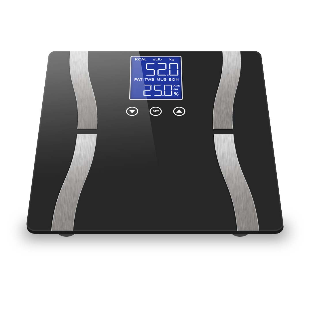 SOGA 2X Glass LCD Digital Body Fat Scale Bathroom Electronic Gym Water Weighing Scales Black/Purple - Cafe Supply