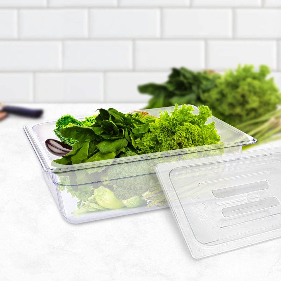 SOGA 100mm Clear Gastronorm GN Pan 1/2 Food Tray Storage Bundle of 2 with Lid - Cafe Supply