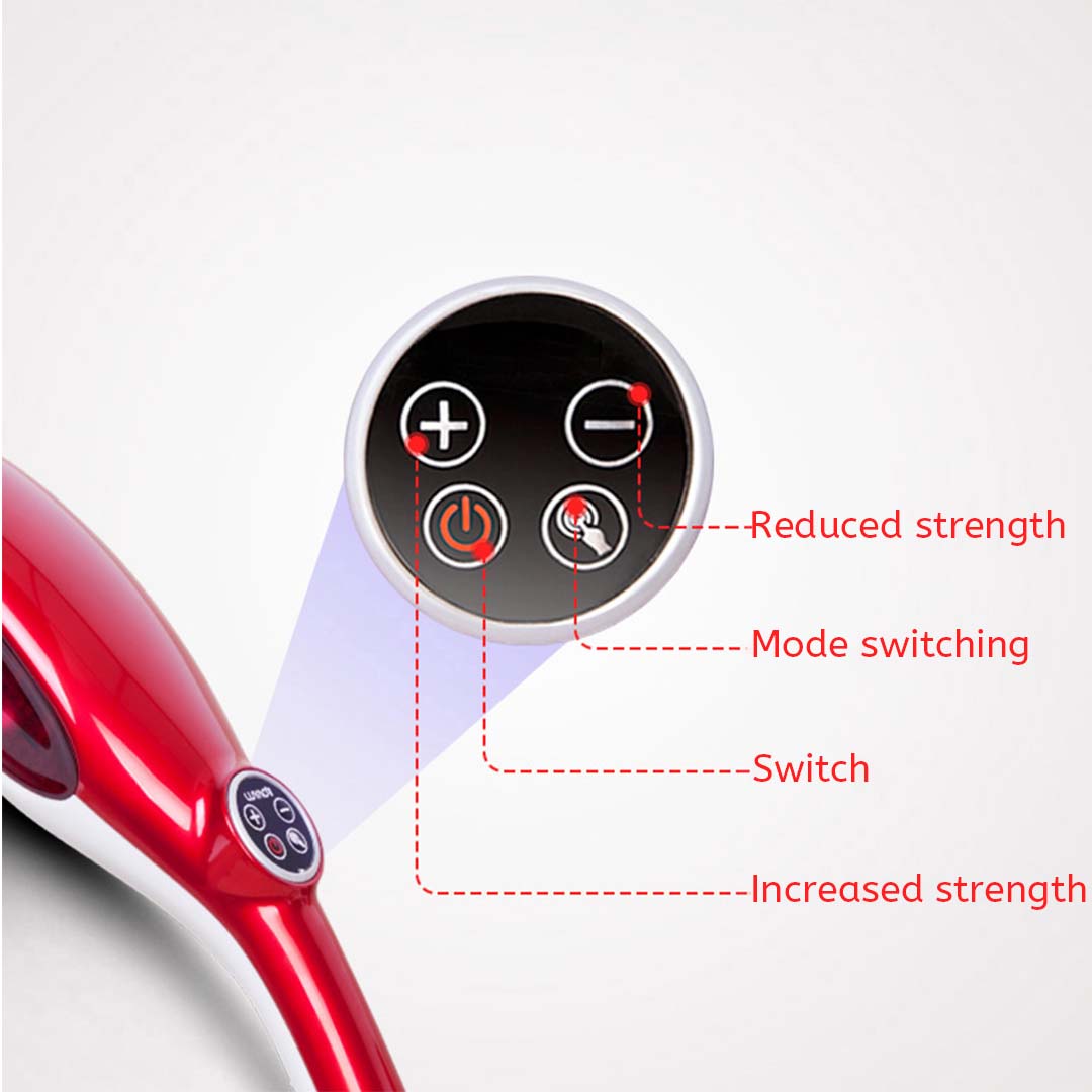 SOGA 2X 6 Heads Portable Handheld Massager Soothing Stimulate Blood Flow Shoulder Red - Cafe Supply