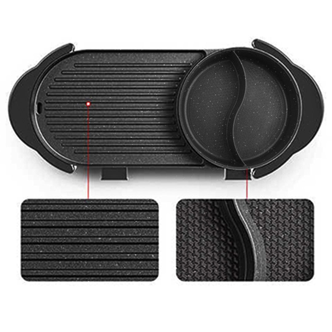 SOGA 2X 2 in 1 Electric Non-Stick BBQ Teppanyaki Grill Plate Steamboat Hotpot 2-8 Person - Cafe Supply