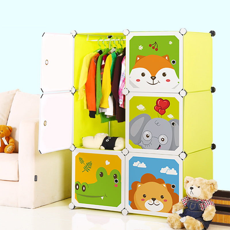 SOGA 6 Cubes Animal Design Portable Wardrobe Divide-Grid Modular Storage Organiser Foldable Closet - Cafe Supply