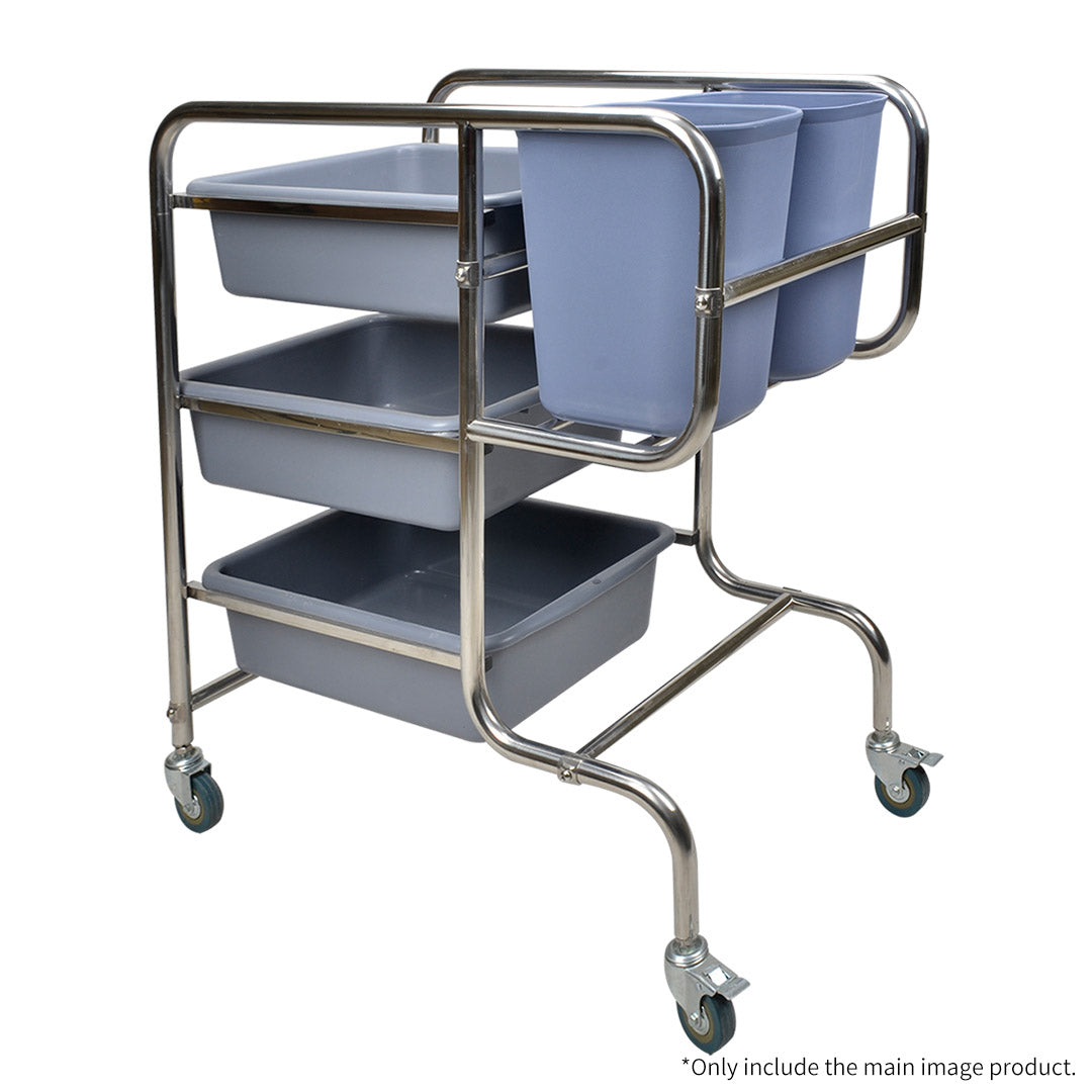 SOGA 2X 3 Tier Food Trolley Food Waste Cart Five Buckets Kitchen Food Utility 80x43x89cm Round - Cafe Supply