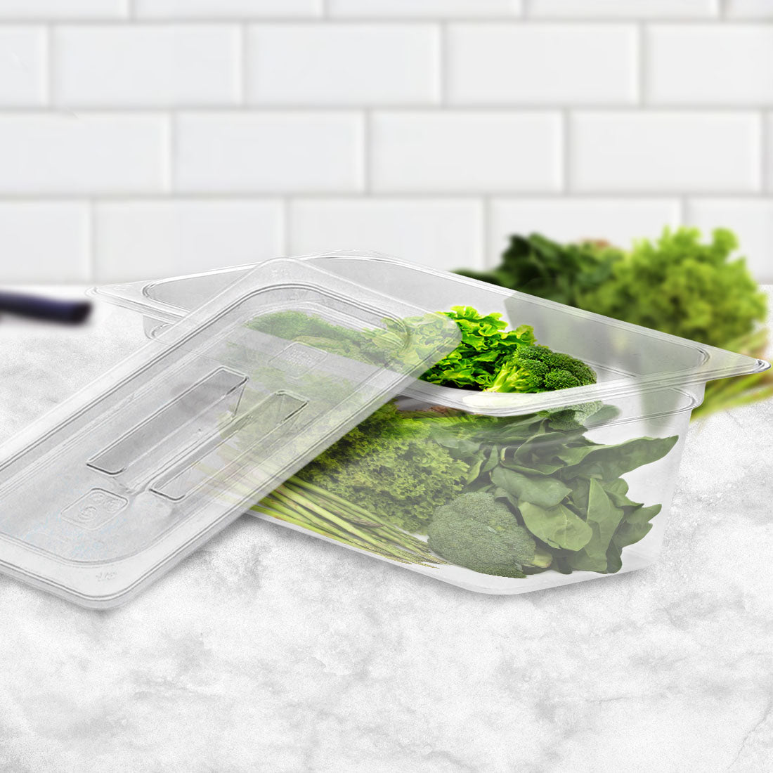 SOGA 65mm Clear Gastronorm GN Pan 1/3 Food Tray Storage Bundle of 6 with Lid - Cafe Supply