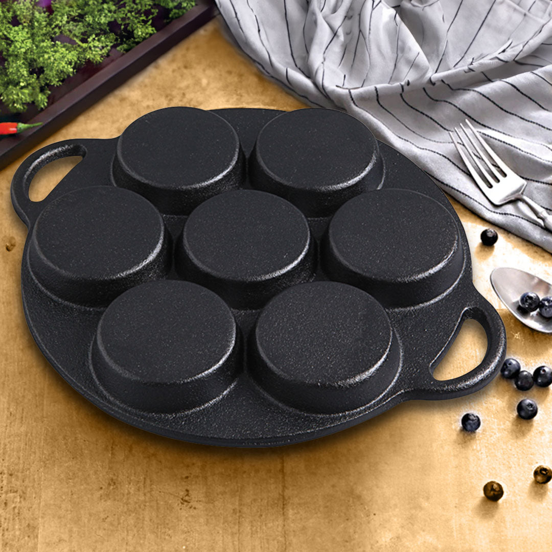 SOGA 2X 31.5cm Cast Iron Takoyaki Fry Pan Octopus Balls Maker 7 Hole Cavities Grill Mold - Cafe Supply