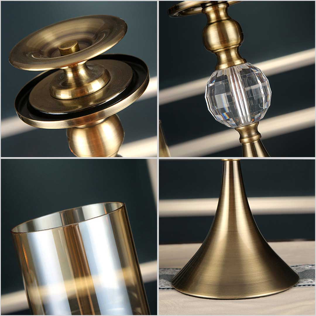 SOGA 2X 38cm Glass Candle Holder Candle Stand Glass/Metal - Cafe Supply