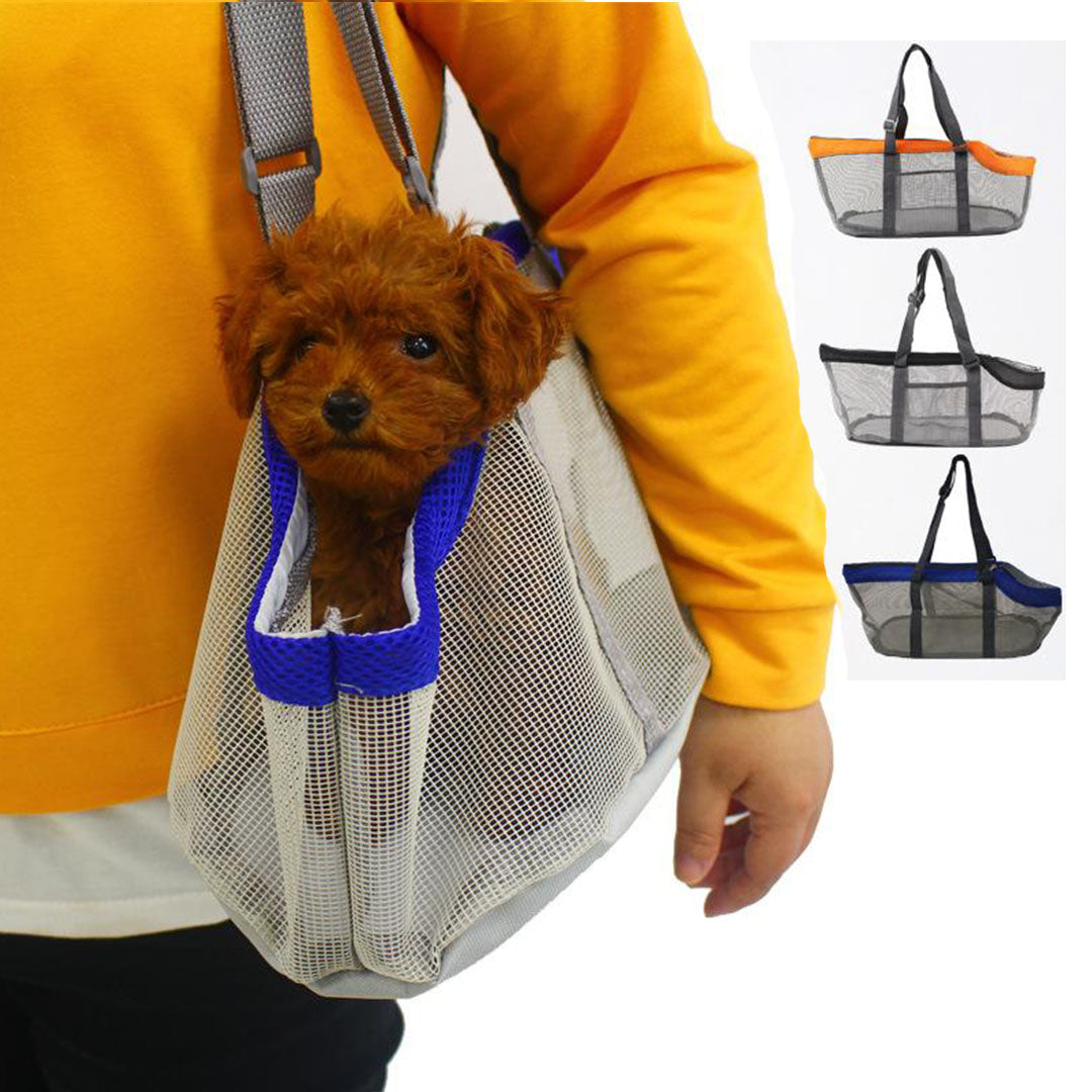 SOGA Grey Pet Carrier Bag Breathable Net Mesh Tote Pouch Dog Cat Travel Essentials - Cafe Supply
