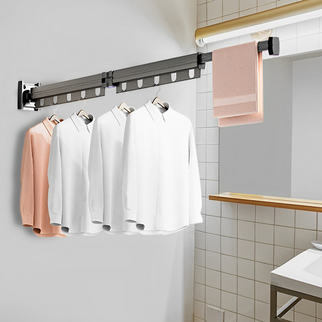 SOGA 93.2cm Wall-Mounted Clothing Dry Rack Retractable Space-Saving Foldable Hanger - Cafe Supply