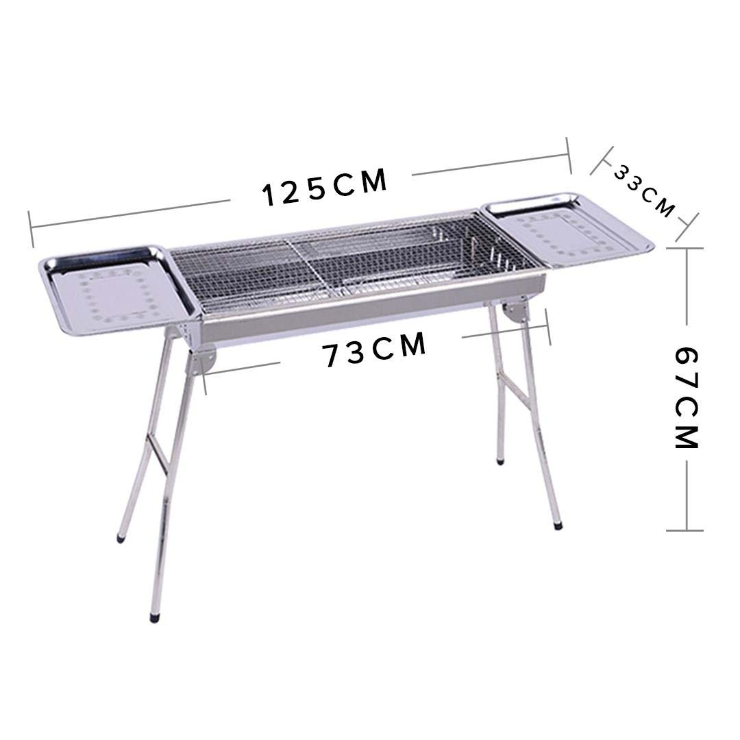 SOGA 2X Skewers Grill with Side Tray Portable Stainless Steel Charcoal BBQ Outdoor 6-8 Persons - Cafe Supply