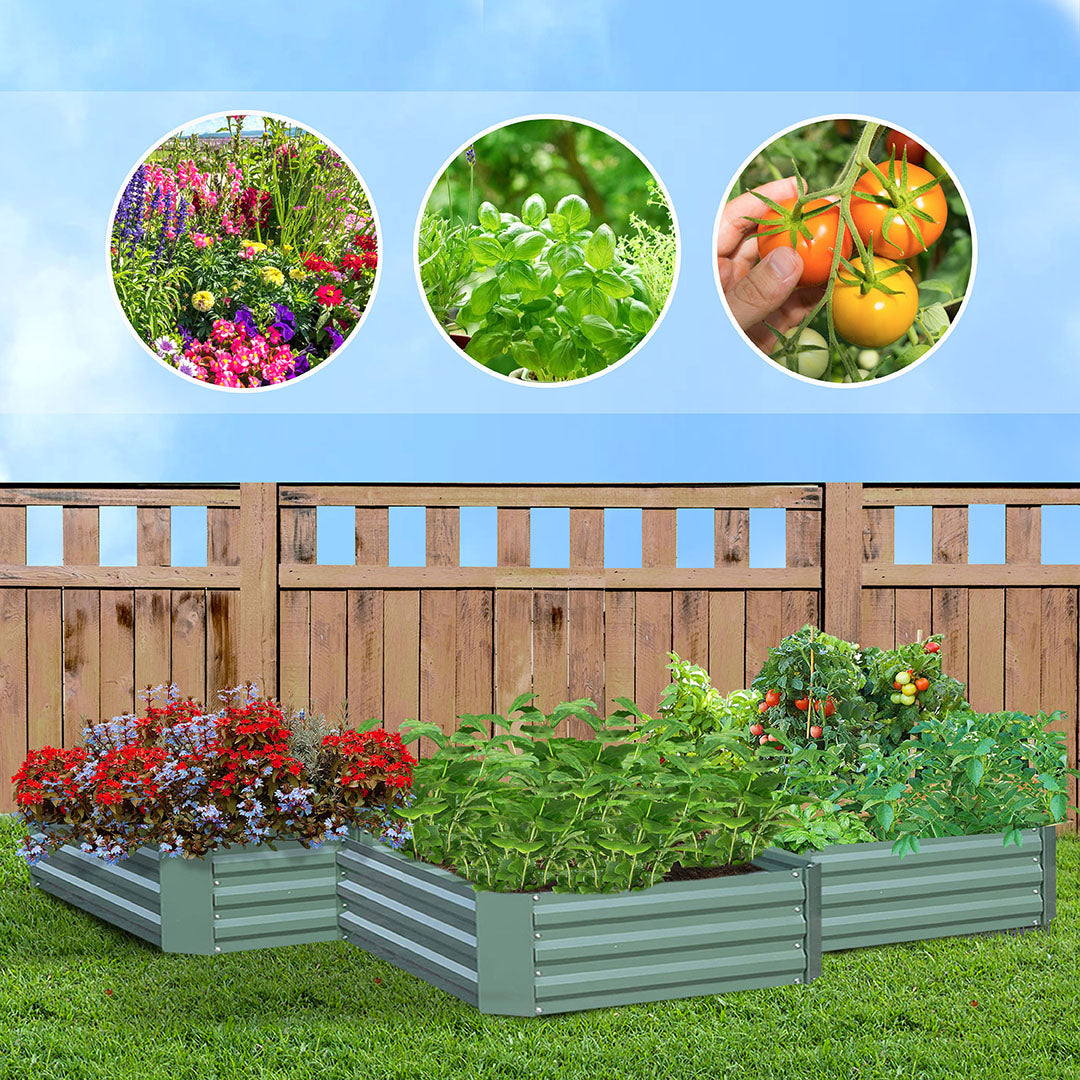 SOGA 2X 90cm Rectangle Galvanised Raised Garden Bed Vegetable Herb Flower Outdoor Planter Box - Cafe Supply