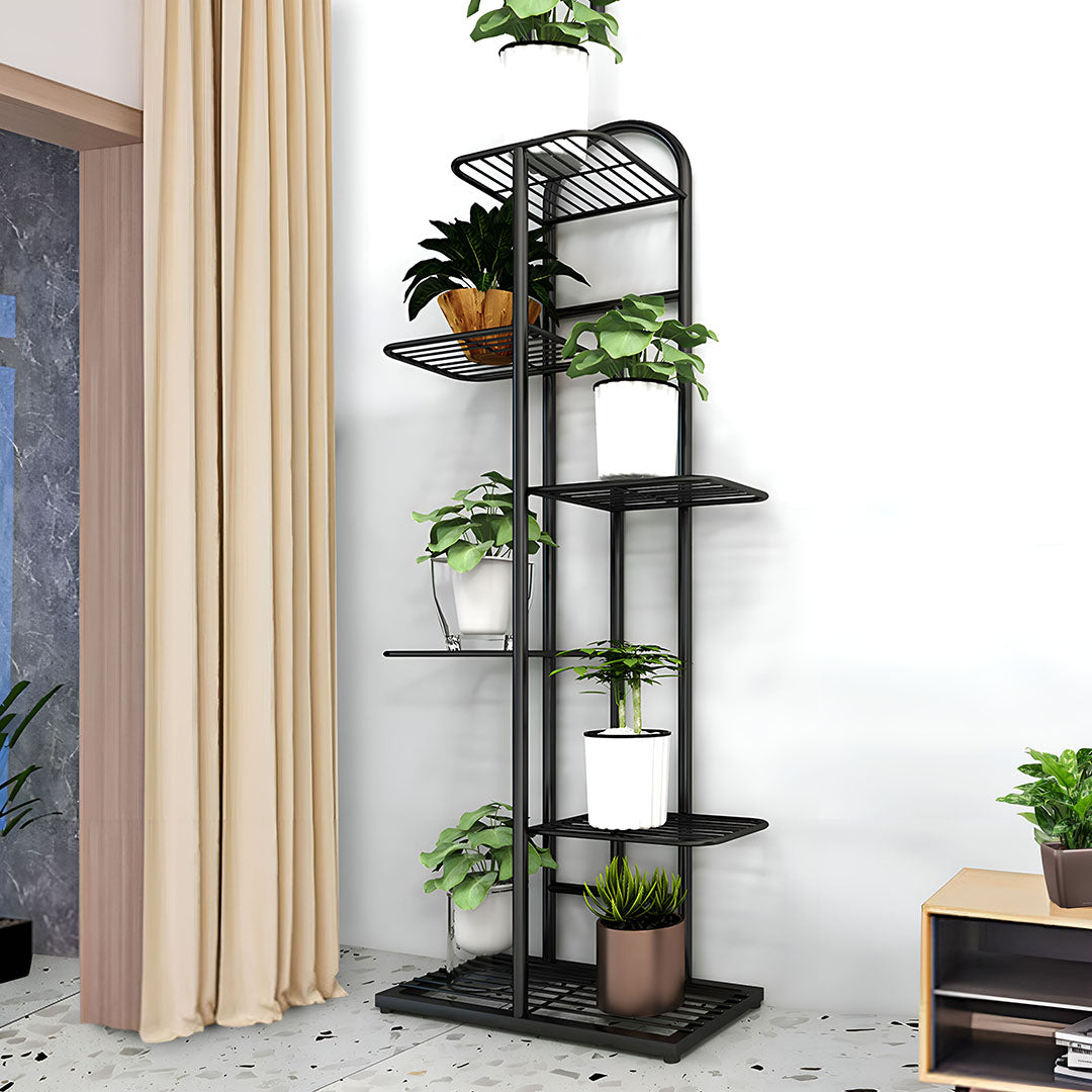 SOGA 2X 7 Tier 8 Pots Black Metal Plant Stand Flowerpot Display Shelf Rack Indoor Home Office Decor - Cafe Supply