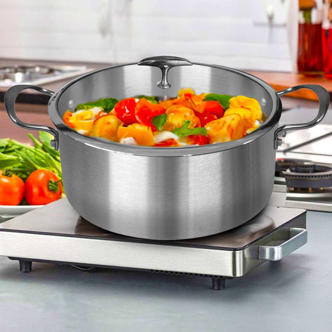 SOGA Stainless Steel 26cm 30cm Casserole With Lid Induction Cookware - Cafe Supply