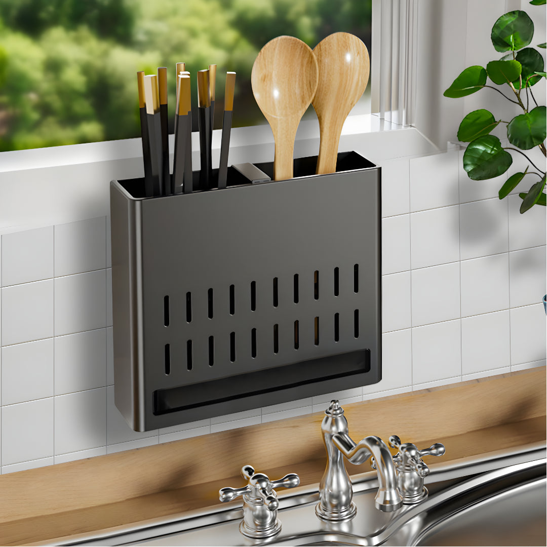 SOGA 2X Wall Mounted Kitchen Utensil Storage Rack Spoon Fork Chopstick Space-Saving Organiser - Cafe Supply