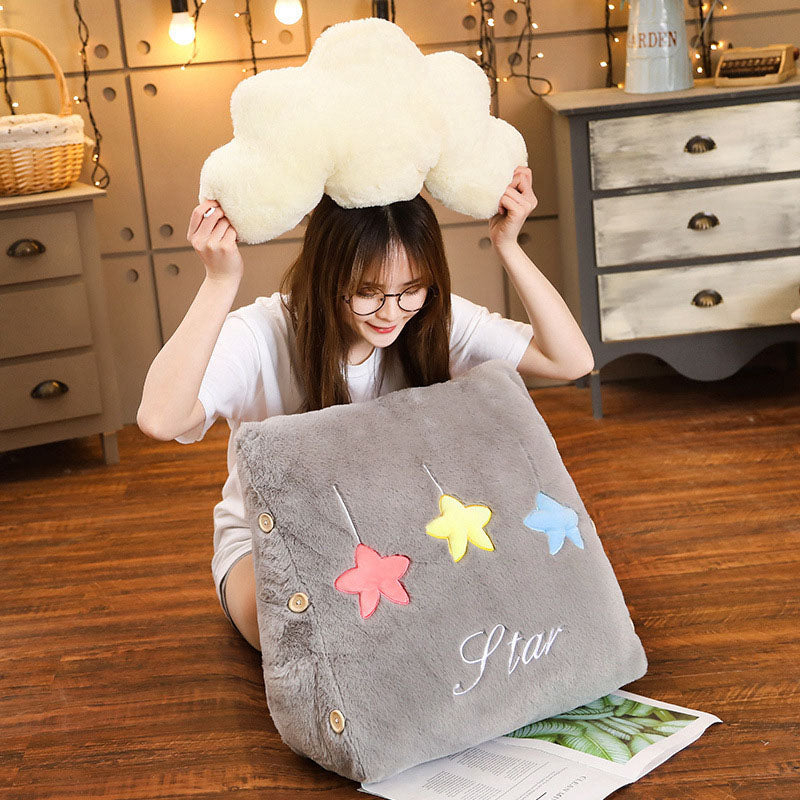 SOGA 2X Grey Cute Cloud Cushion Soft Leaning Lumbar Wedge Pillow Bedside Plush Home Decor - Cafe Supply