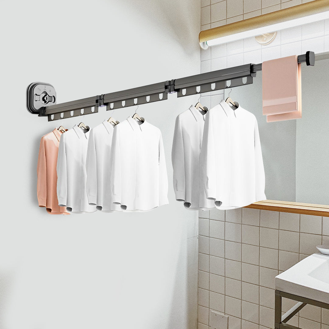 SOGA 127.5cm Wall-Mounted Clothing Dry Rack Retractable Space-Saving Foldable Hanger - Cafe Supply