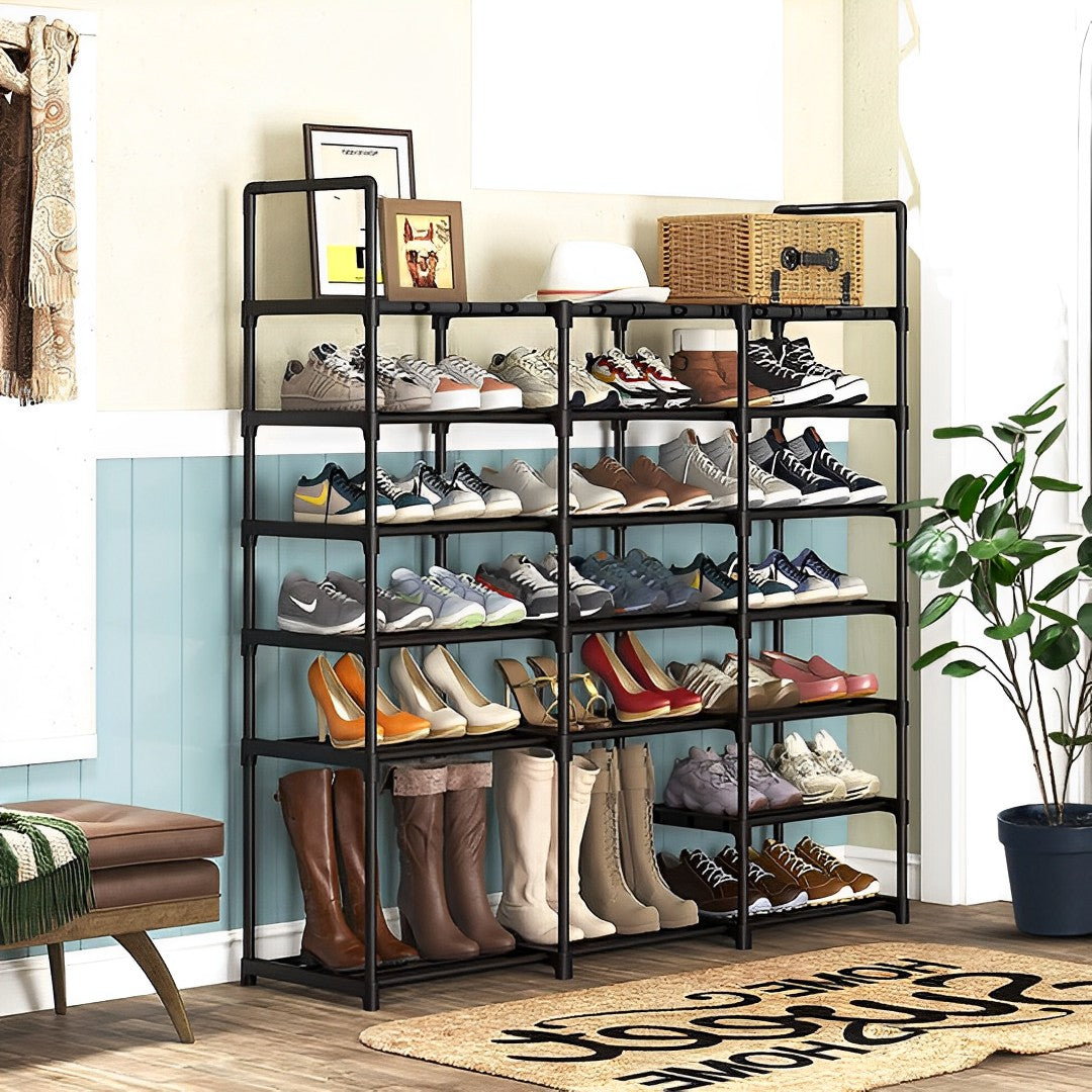 SOGA 2X 19-Shelf Tier Shoe Storage Shelf Space-Saving Caddy Rack Organiser with Handle - Cafe Supply