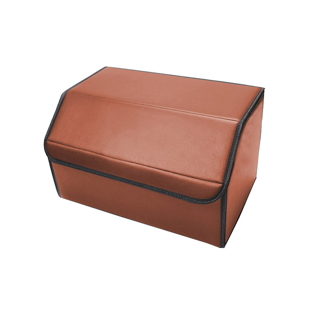 SOGA 2X Leather Car Boot Collapsible Foldable Trunk Cargo Organizer Portable Storage Box Coffee Medium - Cafe Supply