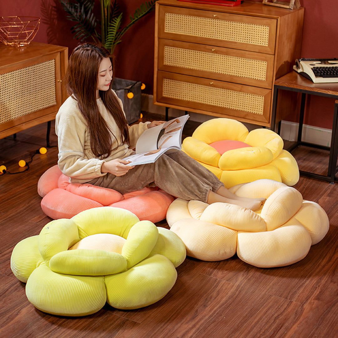 SOGA Yellow Double Flower Shape Cushion Soft Bedside Floor Plush Pillow Home Decor - Cafe Supply