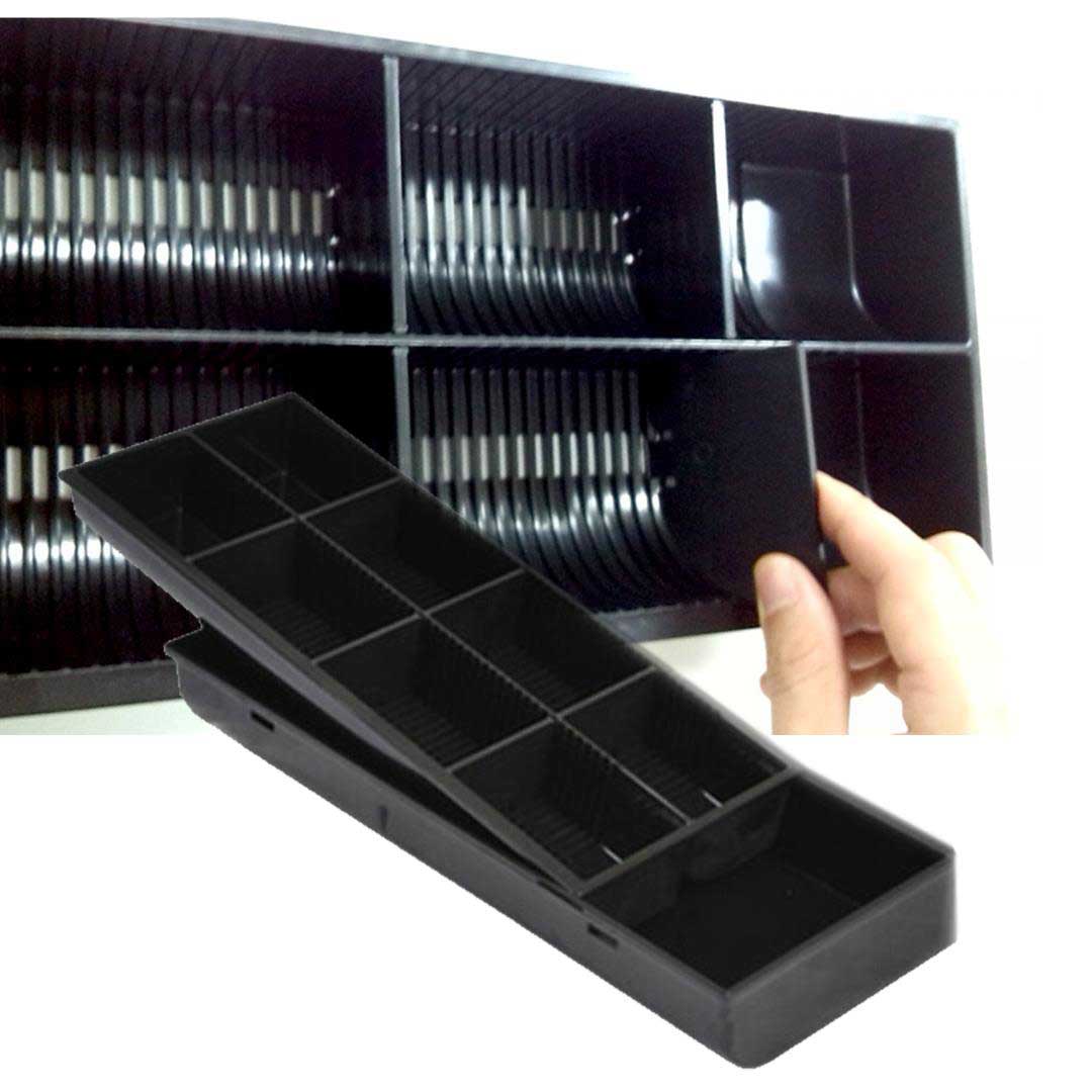 SOGA 4 Bills 8 Coins Cash Tray With Lockable Lid Heavy Duty Spare Cash Tray Black - Cafe Supply