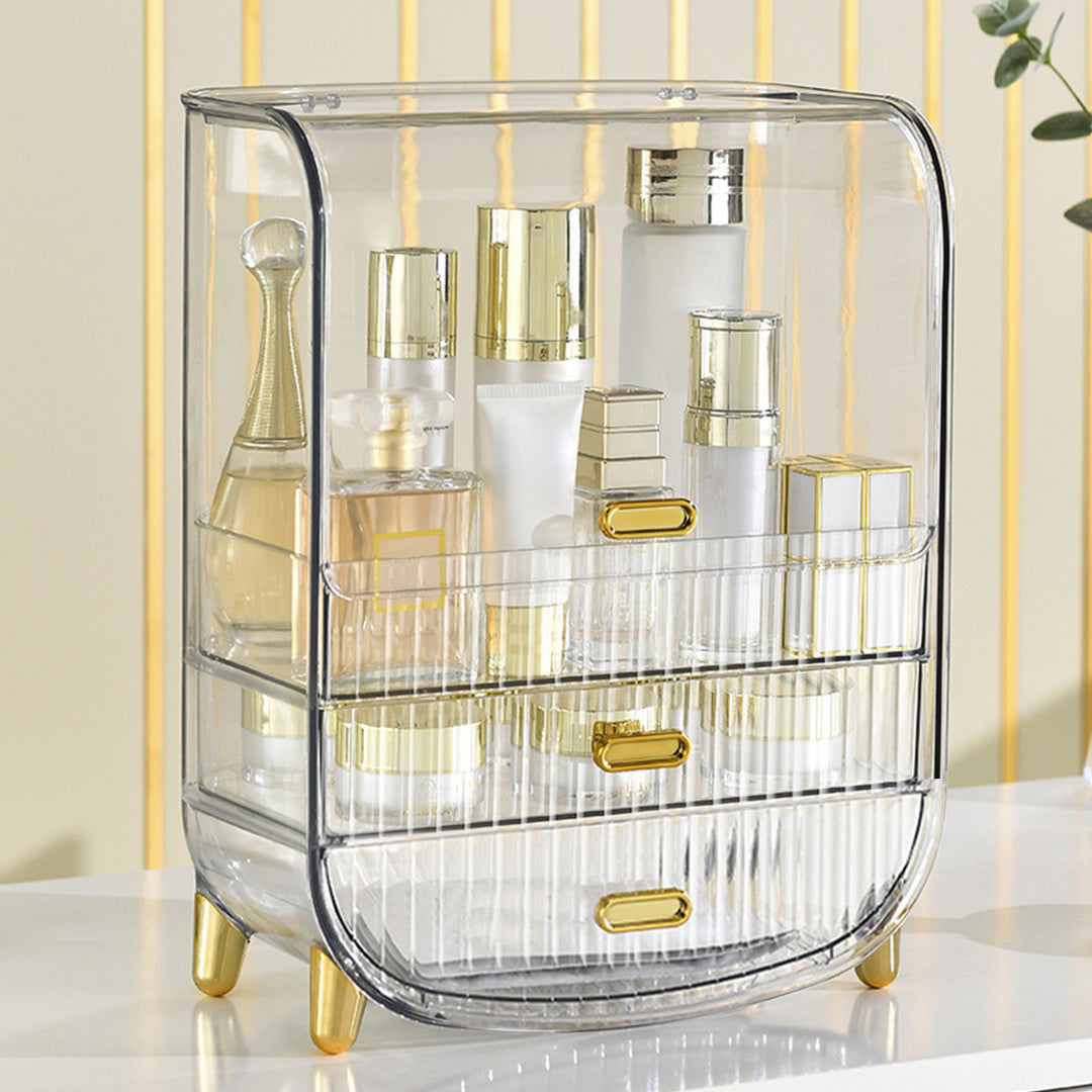 SOGA 2X 3 Tier Transparent Multifunctional Countertop Cosmetic Storage Makeup Perfume Skincare Display Stand Shelf Drawer Type Organiser - Cafe Supply