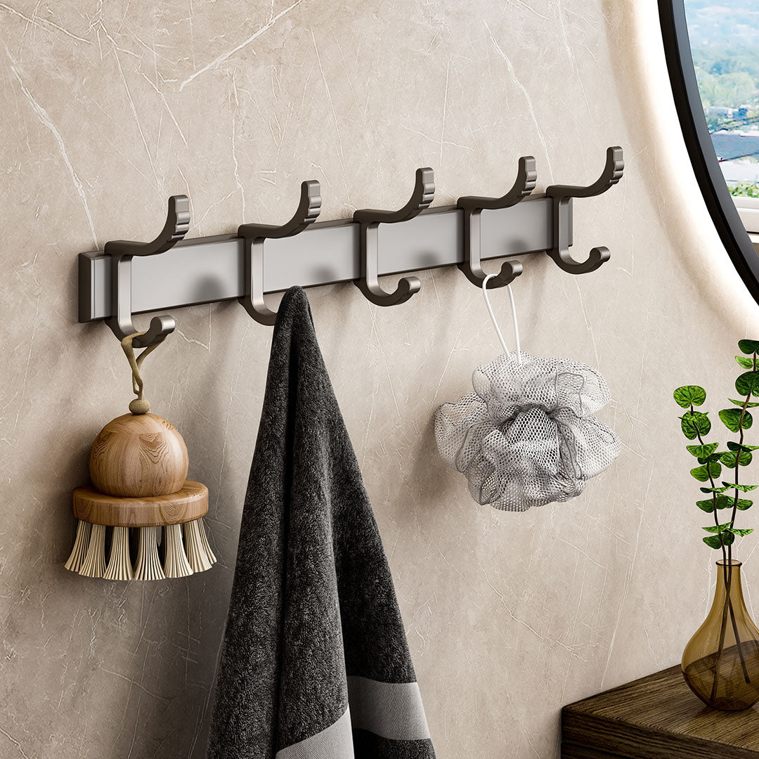 SOGA 2X 37cm Wall Mounted Towel Rack Space-Saving Hanger Organiser with Durable Hooks - Cafe Supply