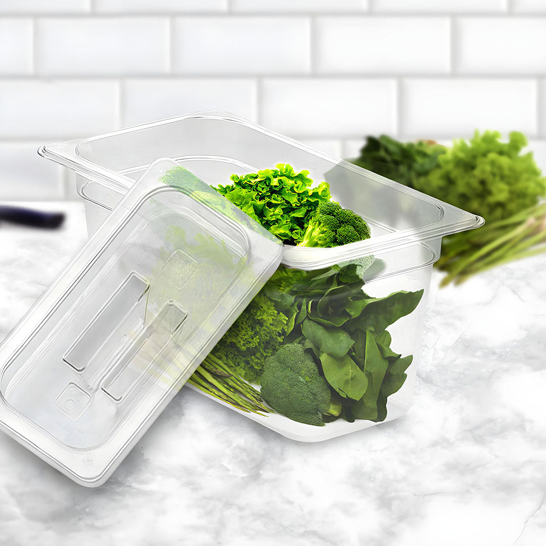 SOGA 150mm Clear Gastronorm GN Pan 1/3 Food Tray Storage Bundle of 2 with Lid - Cafe Supply