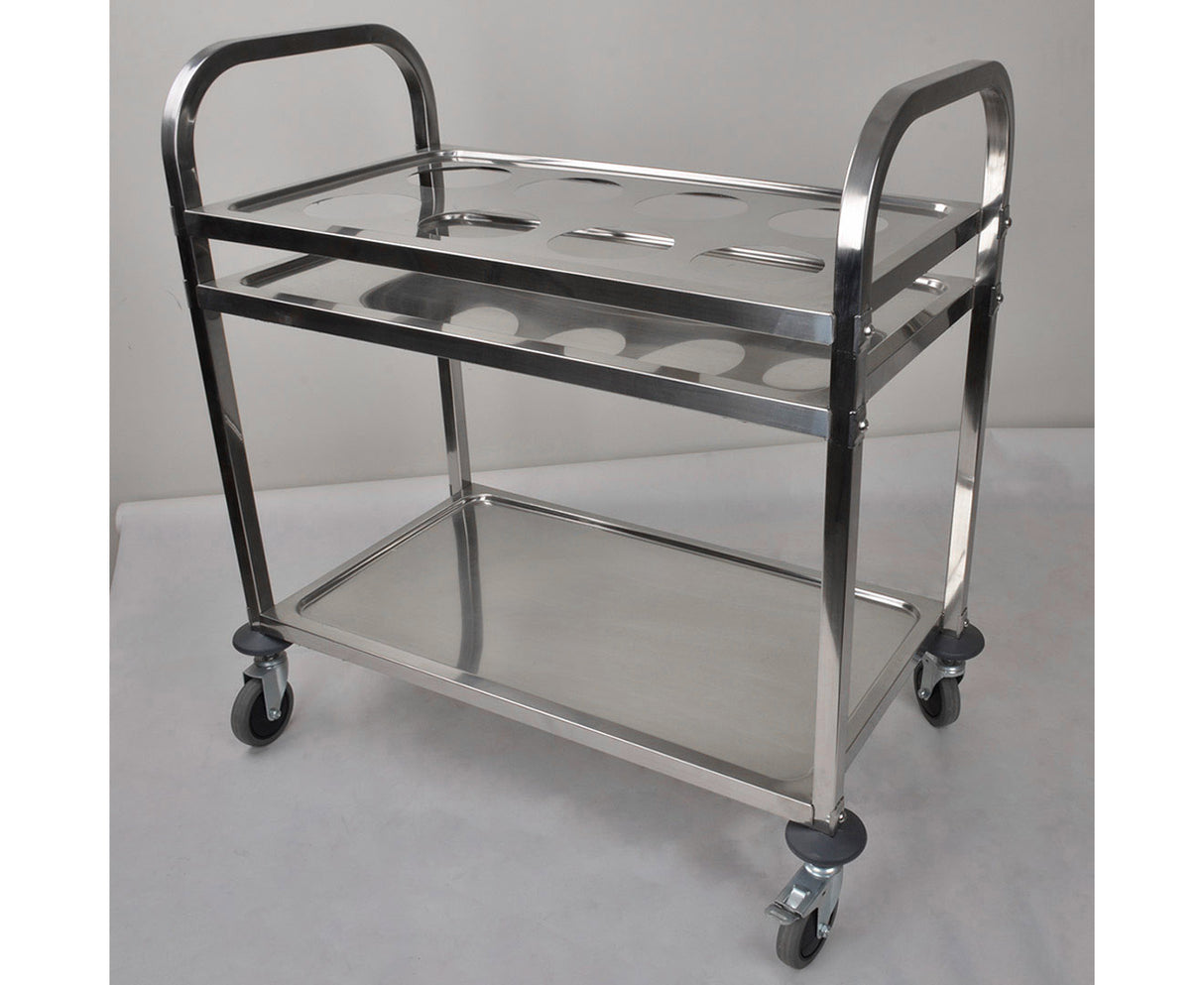 SOGA 2X 2 Tier Stainless Steel 8 Compartment Kitchen Seasoning Car Service Trolley Condiment Holder Cart Spice Bowl - Cafe Supply