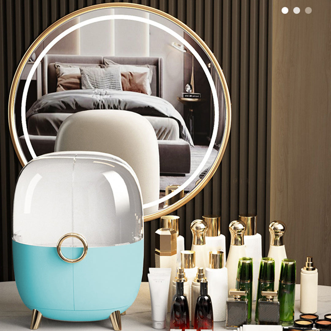 SOGA 2X Blue Transparent Countertop Makeup Organiser Cosmetic Storage Waterproof Dustproof Bathroom Skincare Holder with Lid - Cafe Supply