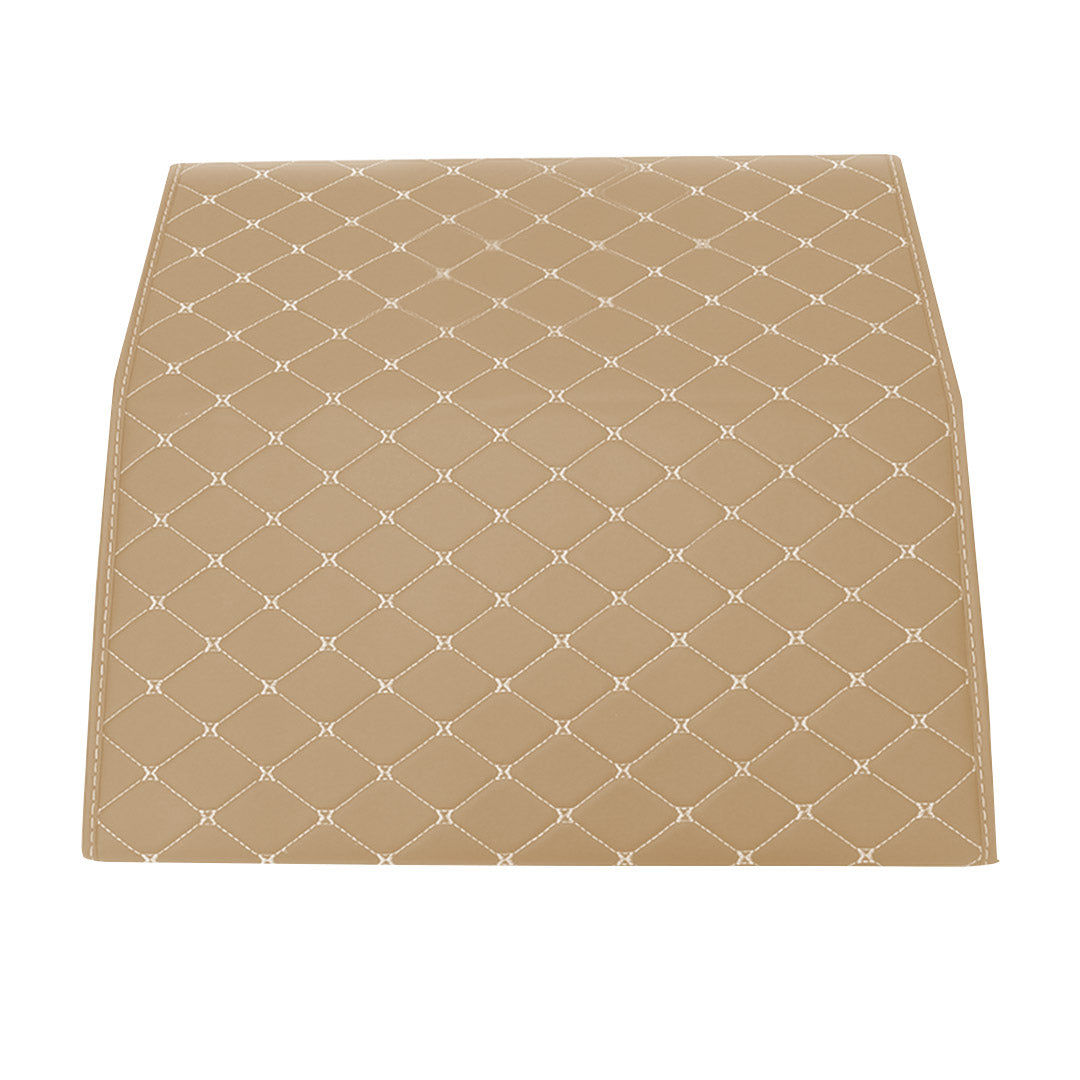 SOGA Leather Car Boot Collapsible Foldable Trunk Cargo Organizer Portable Storage Box Beige/Gold Stitch Large - Cafe Supply