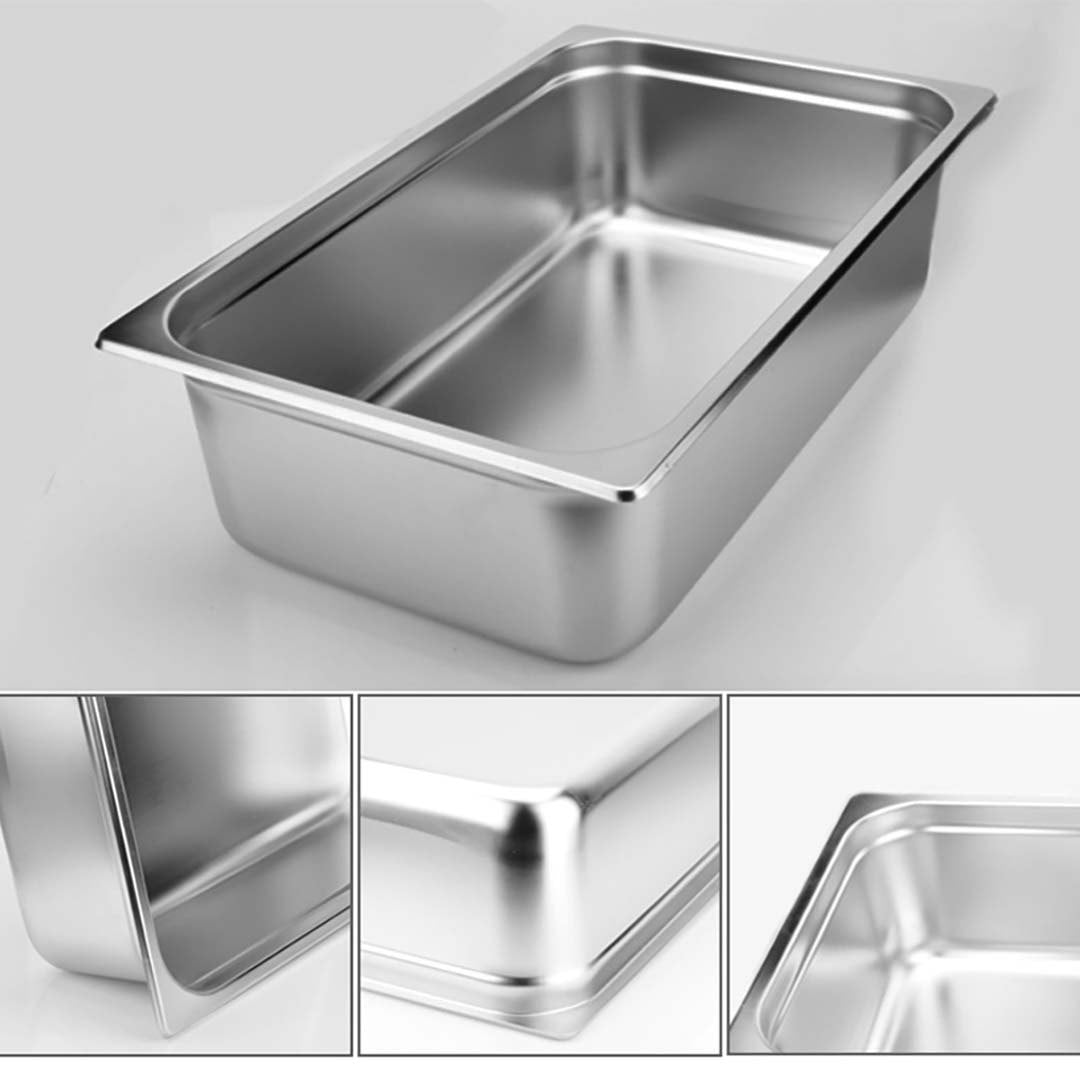 SOGA Gastronorm GN Pan Full Size 1/1 GN Pan 15cm Deep Stainless Steel Tray With Lid - Cafe Supply