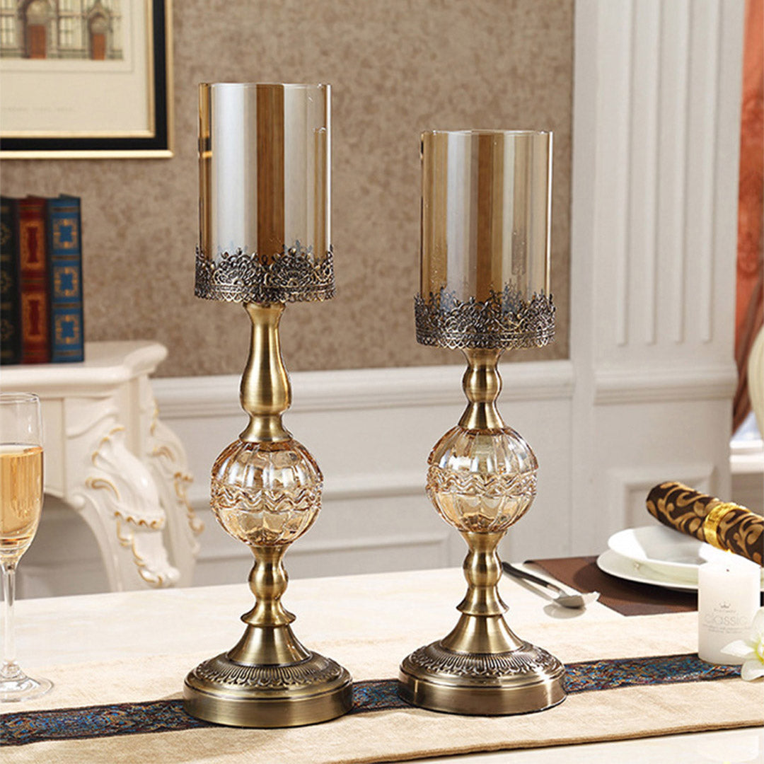 SOGA 42cm 47cm Glass Candle Holder Candle Stand Glass/Metal - Cafe Supply